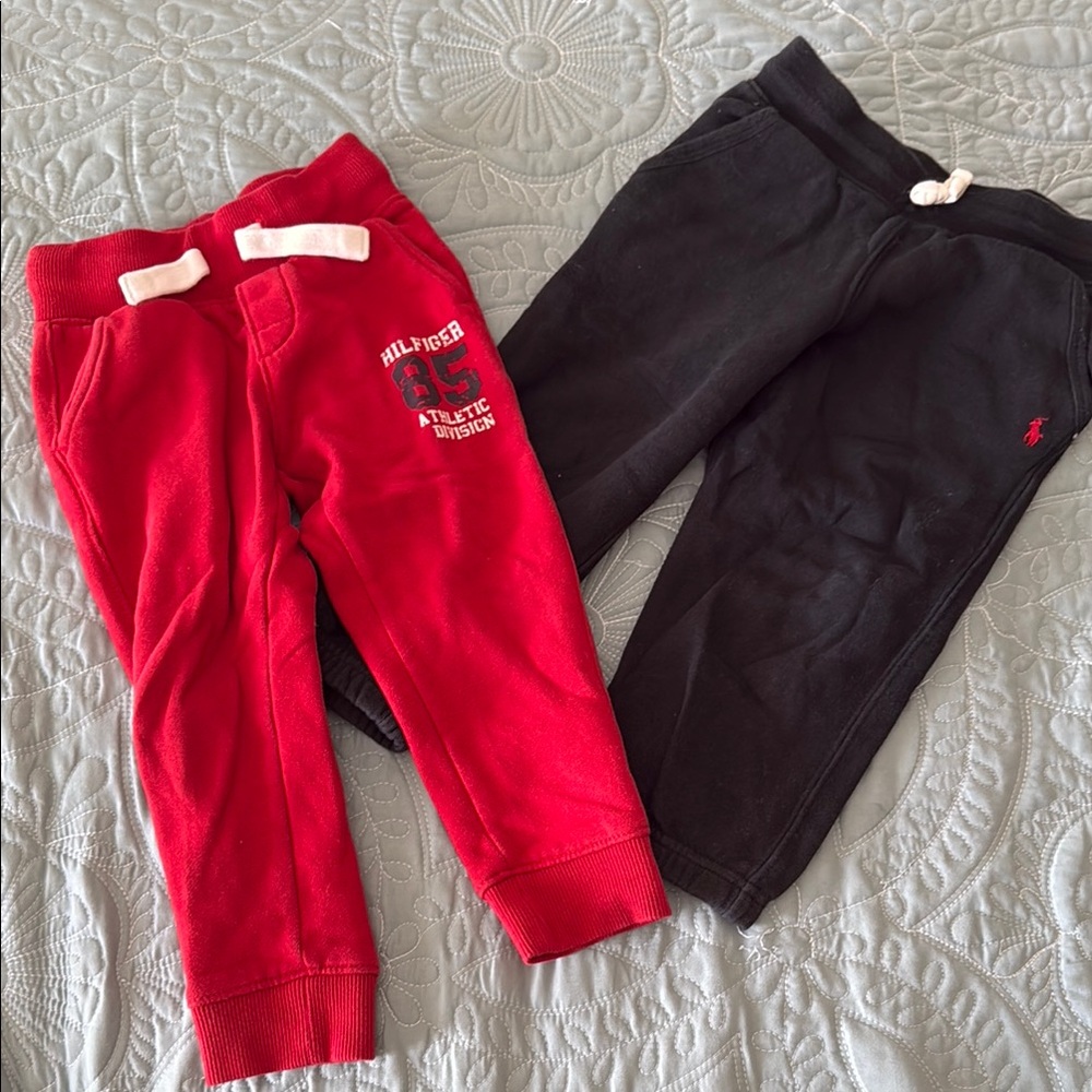 Kids Athletic Jogger Sweatpants Bundle - Red and Black